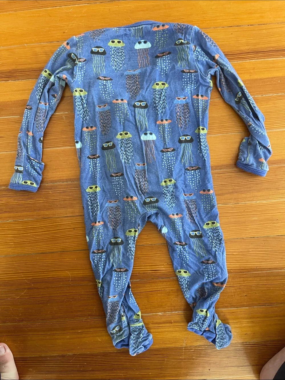 Magnetic Me Blue and White Kids Footed One-Pieces - 3-6 months